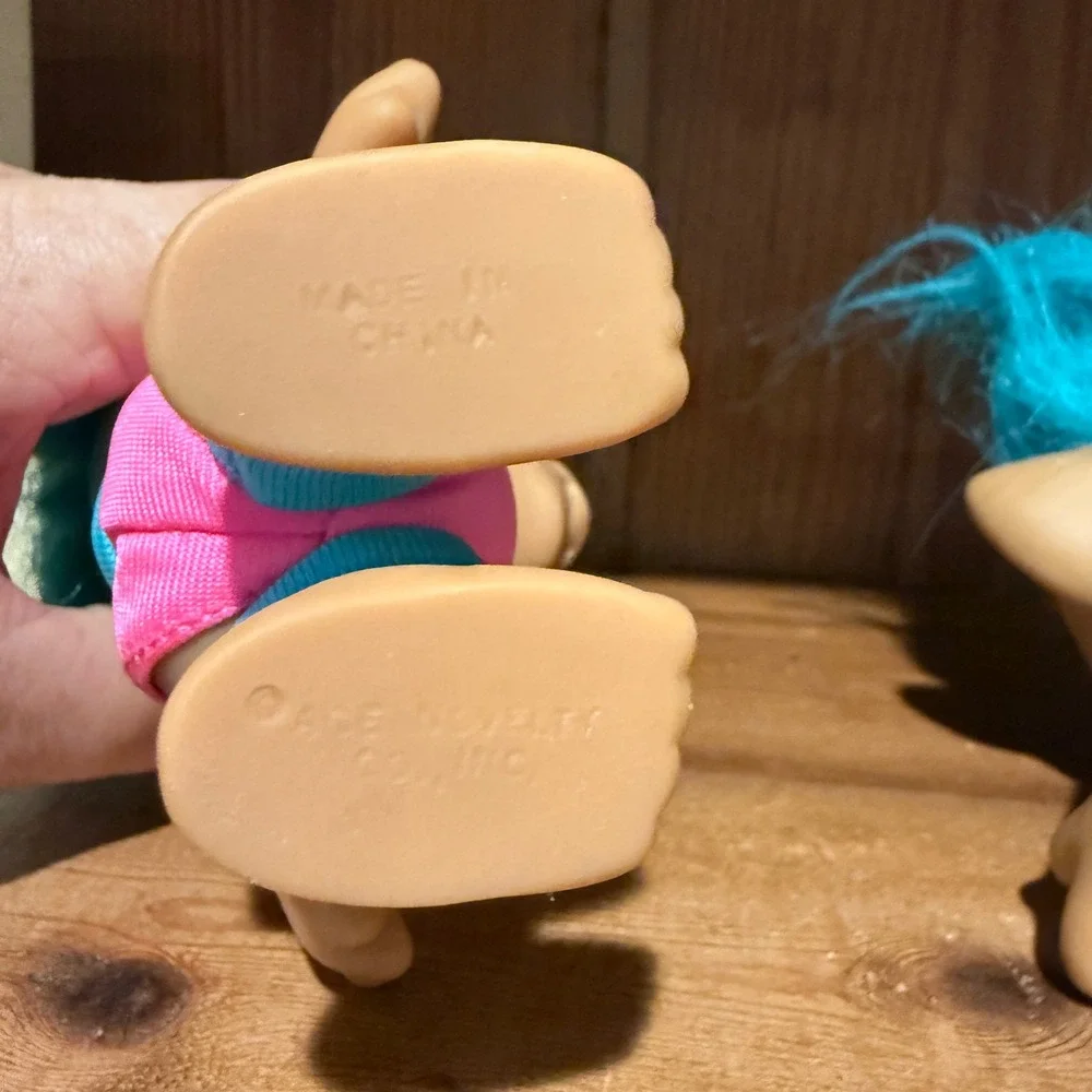 Vintage Russ Berrie Ace Novelty Troll Doll Lot 90s Blue Purple Hair 3pc Set